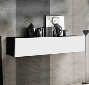 Armário Suspenso Espite – 160x30 cm – Preto e Branco com Porta Alto Br