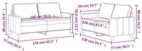 2 pcs conjunto de sofás com almofadões veludo cinzento-claro