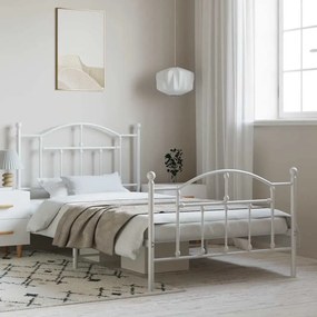 vidaXL Estrutura de cama com cabeceira e pés 100x190 cm metal branco