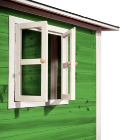 Casa de brincar infantil exterior para crianças Loft 350 em madeira com escorrega - Verde