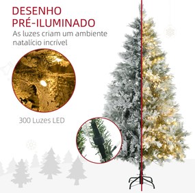 HOMCOM Árvore de Natal Artificial 180 cm com 300 Luzes LED Brancas Que