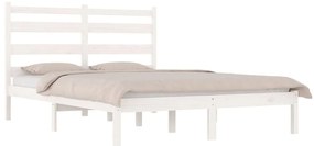 Estrutura de cama pequena casal 120x190 cm pinho maciço branco