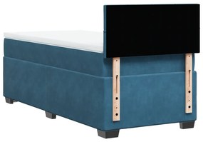 Cama boxspring com colchão 90x200 cm veludo azul