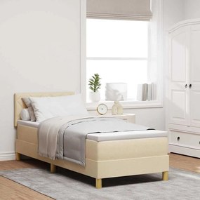 vidaXL Cama Box Spring com Colchão Creme 80x200 cm Tecido
