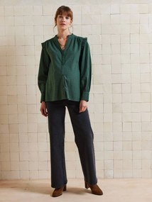Camisa em algodão com renda para gravidez e amamentação  verde-abeto