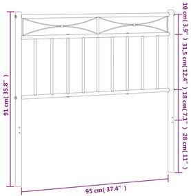 Cabeceira de cama 90 cm metal preto