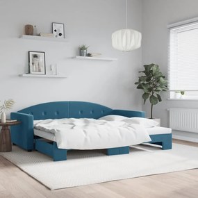 vidaXL Sofá-cama com gavetão 90x200 cm veludo azul