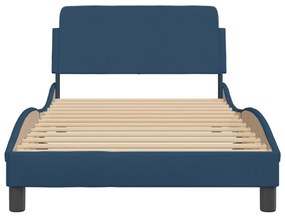 Estrutura de cama c/ cabeceira 100x200 cm tecido azul