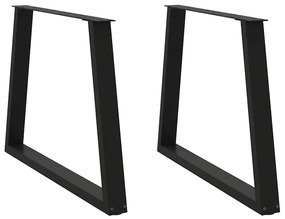 Pernas para mesa de jantar em V, 2 peças, pretas, 90x (72-73,3) cm, aç