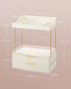 Organizador de maquilhagem 4 níveis 20 x 32 x 39,1 cm, branco