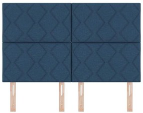 Cabeceira vidaXL Design de Blocos de Diamante Azul 144 cm Tecido