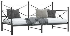 Cama de dia com gavetão sem colchão 100x200 cm aço preto
