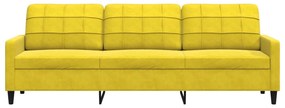 Sofá de 3 lugares 210 cm veludo amarelo