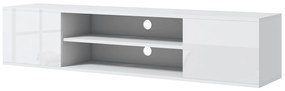 HOMCOM Móvel Bancada de TV Suspenso Estilo Contemporâneo 2 Armários 2 Prateleiras Centrais e 2 Passa Cabos 140x30x30 cm Branco | Aosom Portugal