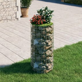 152016 vidaXL Canteiro elevado/cesto gabião em poste Ø50x100 cm aço galvaniz.