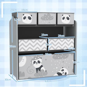Estante para Brinquedos com 6 Caixas de Tecido não Tecido Amovíveis Organizador de Brinquedos 63x30x66 cm Cinza