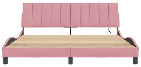 Estrutura de cama c/ luzes LED 180x200 cm veludo rosa