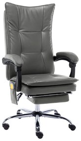 vidaXL Cadeira escritório c/ função massagem couro artific. antracite