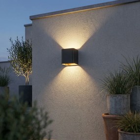 Candeeiro de parede moderno preto com LED IP54 quadrado - Evi