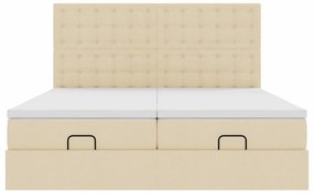 Estrutura de cama otomana com colchões tecido creme 200x200cm