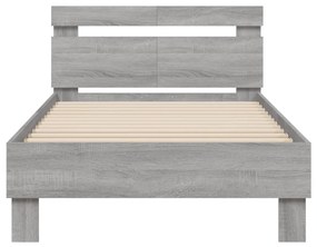 Estrutura de cama c/ cabeceira derivados madeira cinza sonoma