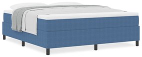 Cama Box com Colchão Azul, Super King, em Tecido Corduroy