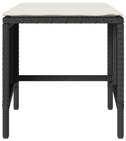 4 pcs conjunto de sofás para jardim c/ almofadões vime PE preto