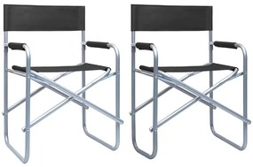 Cadeiras de realizador 2 pcs aço preto