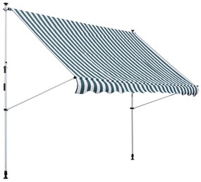 Outsunny Toldo Manual Retrátil para Exterior 300x150x170-280cm Toldo Enrolável Altura Ajustável com Manivela Proteção Solar para Terraço Balcão Jardim Verde