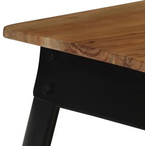 Mesa de jantar madeira de acácia maciça e aço 75x75x76 cm