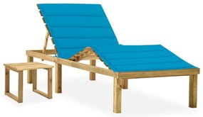 Espreguiçadeira de jardim com mesa e almofadão pinho impregnado
