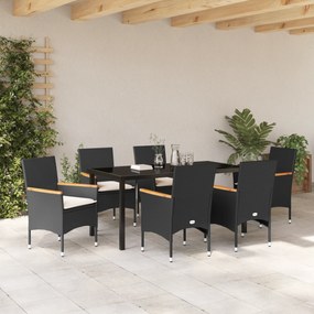 Conjunto de Jantar para Jardim de 7 Peças com Almofadas Rattan Sintéti