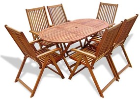 7 pcs conjunto de jantar exterior madeira acácia maciça