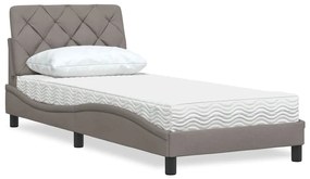vidaXL Cama com colchão 80x200 cm tecido castanho-acinzentado