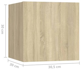 8pcs conjunto de móveis de TV derivados madeira carvalho sonoma
