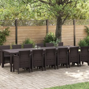 Conjunto de Jantar para Jardim vidaXL 13 Peças Castanho Poliratan