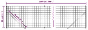 Cerca de malha de arame com flange 0,8x10 m verde