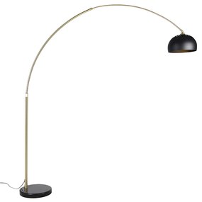 Candeeiro de pé arco moderno em latão com base em mármore e cúpula preta 32,5 cm - XXL Moderno