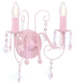 Candeeiro de parede com contas 2 x lâmpadas E14 rosa