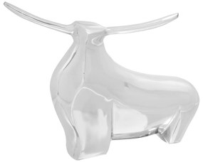 Escultura de Touro vidaXL Prateada 37x44x17 cm Alumínio