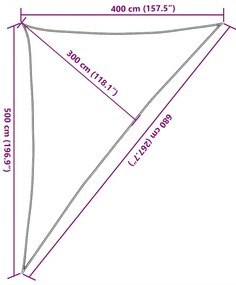 Para-sol estilo vela triangular 160 g/m² 4x5x6,8 m PEAD areia