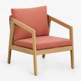 Poltrona De Jardim Em Madeira De Acácia E Corda Trançada Kaela Marrom Acácia Claro & Tecido Terracota - Sklum
