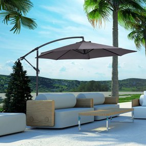 Chapéu de Sol de Jardim Ø300x250cm Chapéu de Sol Excêntrico Inclinável com Manivela Base Cruzada Suporte de Aço e Proteção Solar para Terraço Exterior