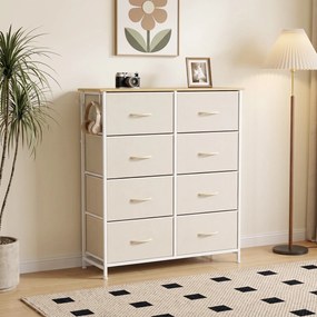 Movel gavetas 80L x 30P x 94.5A cm com 8 Gavetas em Tecido, Estrutura em Aço, Bege