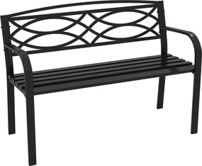 Banco de jardim de 116 cm 49 x 116 x 83 cm para 2 pessoas em metal resistente com braços e encosto curvos  Preto