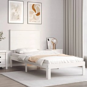 vidaXL Estrutura cama de solteiro c/ cabeceira madeira maciça branco