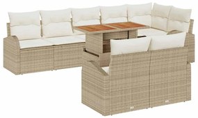 Conjunto de Jantar de Jardim com 9 peças, almofadas de rattan poliéste