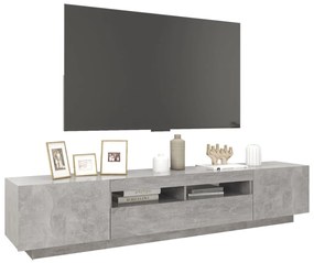 Móvel de TV com luzes LED 200x35x40 cm cinzento cimento