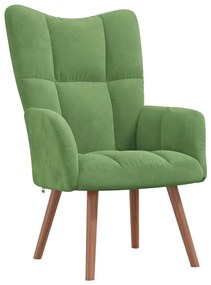 Cadeira de descanso com banco veludo verde-claro