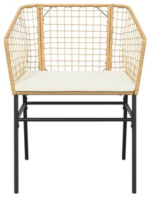 Conjunto jantar jardim 9 peças almofadas vidro vime PE castanho